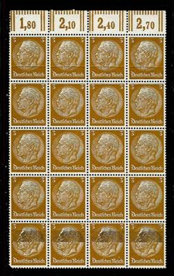 ** - D.Reich Nr. 513 in Einheit zu 20 Stück mit markanten Druckzufälligkeiten in der oberen und unteren Reihe, - Stamps