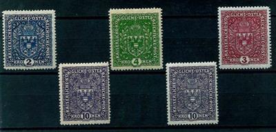 * - Österr. Nr. 200 II - 201 I- 202 IIO - Nr. 203 a u. b (kl. Mgl.), - Stamps