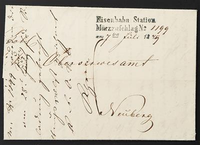 Ö Vorphila Poststück - 1849 "Eisenbahn - Stamps