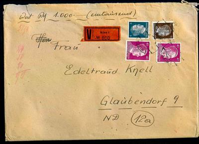 Poststück - Kl. Partie Poststücke meist Ostmark - u.a. 3 Wertbriefe aus Wien, - Briefmarken