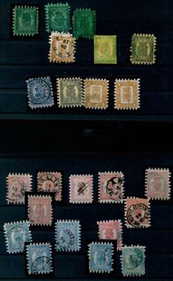 Finnland gestempelt - 1860/74 Freimarken 23 Werte mit div. Zähnungen, - Briefmarken