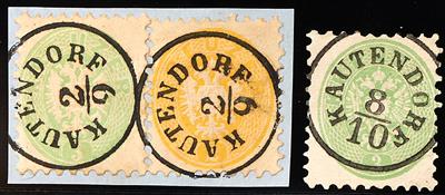 Ö Ausgabe 1864 Briefstück/gestempelt - Briefstück mit 3 Kr. grün+ 2 Kr. gelb und lose 3 Kreuzer grün, - Briefmarken