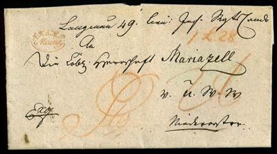 Ö Vorphila 1829 Roter ZierOvalstempel der Bundesfestung Mainz auf Militärbrief nach Mariazell, - Briefmarken