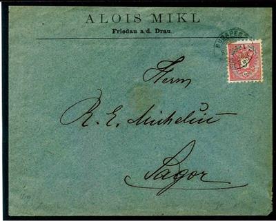 Österr. 1887/89 "BUDAPEST/BECS 1" und "BUDAPEST-PRAGERHOF" je mit 5 Kr. rosa auf 2 Briefen nach Wien bzw Sagor, - Briefmarken