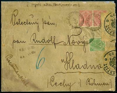 Bosnien 1901 Rekobrief der 2. Gewichtsstufe mit guter Frankatur - BahnpostAufkleber, - Briefmarken