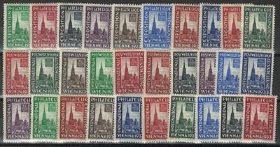 ** - Partie Vignetten zur WIPA 1933 - Serie in Deutsch - Englisch und Französisch, - Briefmarken und Ansichtskarten