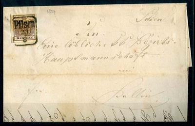 Österr. Nr. 4H III - breitrandig - auf Faltbrief aus 1854 von PILSEN nach Kollin, - Briefmarken und Ansichtskarten