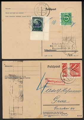 Poststück - Graz 1946 - 3 Poststücke mit Portoprovisorien ex Sammlung Schmiedl, - Francobolli