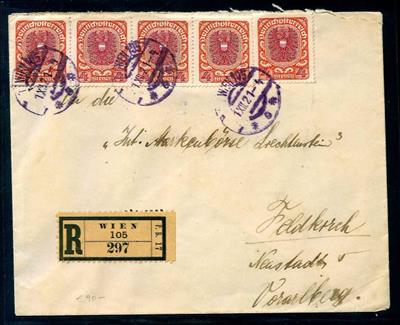 Poststück - Österr. 1921 - 4 Kronen - Známky