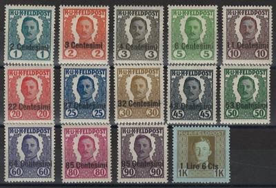** - Österr. Feldpost - Ausg. f. Italien Nr. I/XIV, - Briefmarken und Ansichtskarten