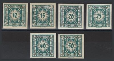 ** - Österr. I. Rep. - Porto Nr. 112U/117U (Ausgabe 1922 UNGEZÄHNT), - Briefmarken und Ansichtskarten