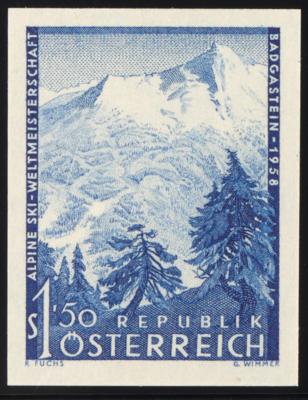 ** - Österr. Nr. 1048U (Alpine Ski Weltmeisterschaft Badgastein 1958 UNGEZÄHNT), - Francobolli e cartoline