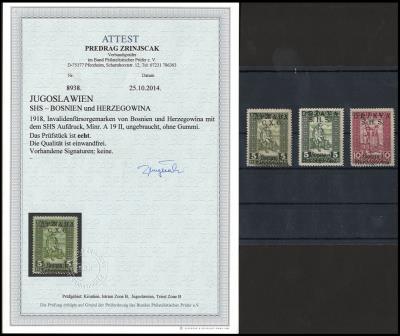 **/(*) - Jugosl. 1918 - Ausgabe f. Bos.- Herz., - Briefmarken und Ansichtskarten