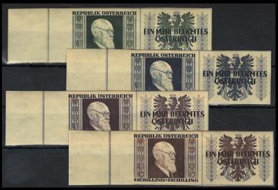 ** - Österr. - Nr. 780B/783B -Renner geschnitten mit Zierfeld rechts, - Briefmarken und Ansichtskarten