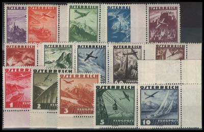 ** - Österreich 1935 Nr. 598-612 (Flugpost) Randoder - Francobolli e cartoline