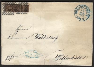 Poststück - Braunschweig Nr. 9 Halbierung + Viertelung attraktiv auf Brief nach Wolfsbüttel, - Briefmarken und Ansichtskarten