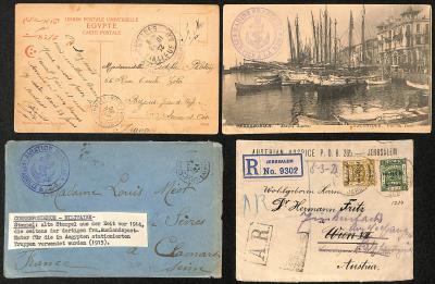 Poststück/Briefstück - Partie meist internat. Militärpost u.a. mit Franz. Marine in Ägypten und Saloniki, - Briefmarken und Ansichtskarten