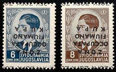 ** - Italienische Besetzung Fiume Kupa - 9 Werte mit verkehrtem Aufdruck - Briefmarken