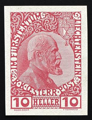 (*) - Liechtenstein Nr. 2 x (Kreidepapier ungezähntes Vorlagestück, - Briefmarken