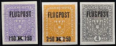 ** - Österr. Flug 1918 - Nr. 225 x/227 x ungezähnter postfr. Satz, - Francobolli