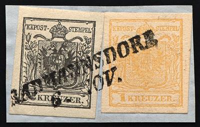 Briefstück - Österr. Nr. 1 M + 2 M als patriotische Frankatur auf Briefstück mit Stpl. RADMANNSDORF, - Stamps