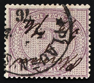 gestempelt - D.Reich Nr. 37 a (2 Mark) mit Stempel und Federzugentwertung PLAUEN mit Jahreszahl "76", - Stamps
