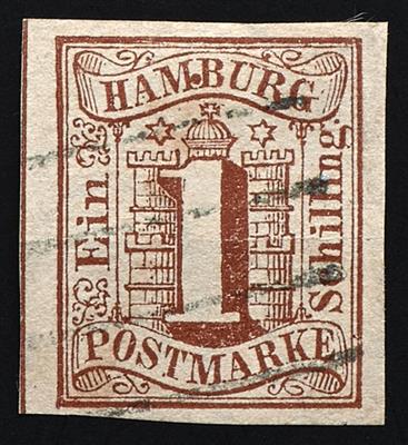 gestempelt - Hamburg Nr. 2 I voll bis breitrandig, mit Plattenfehler: - Stamps