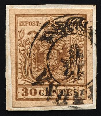 gestempelt - Lombardei-Venetien Fälschungen zum Schaden der Post Veroneser Postfälschung der 30 Centesimi olivbraun, - Briefmarken