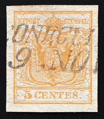 gestempelt - Lombardei-Venetien Nr. 1 gelb (Erstdruck), - Briefmarken