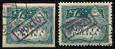 gestempelt - Polen Porto auf Dauerserie 1919 3h/1K gez. und ungez., - Stamps