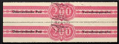 gestempelt/Poststück - Österr. 1948 - Verrechungsm. Nr. 2 A im Paar loses Stück mit Stpl. 17 WIEN 107, - Stamps