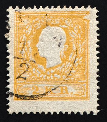 Poststück/Briefstück/gestempelt - Österreich Nr. 10 II gelb mit rechts oben kleiner Druckauslassung, - Známky