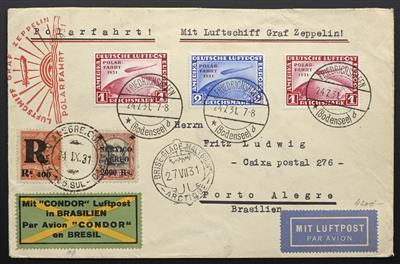 Poststück - D.Reich Zepp. Flug Nr. 456/58 auf ungewöhnl. Poststück nach Brasilien, - Francobolli