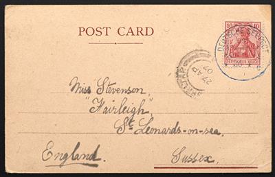 Poststück - D. Seepost 1907: D.Reich Nr. 86 I (10 Pfg. rot) auf Ansichtskarte mit blauem - Stamps