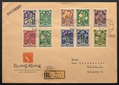 Poststück - Österr. 1948 - Blumenserie auf echt gelaufenem FDC, - Briefmarken