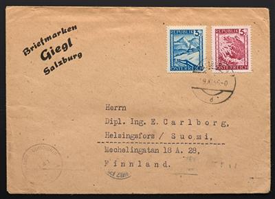 Poststück - Österr. Auslandspost nach Skandinavien mit Bunter Landschaft, - Francobolli