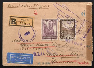 Poststück - Österr. Flugpost 1947 - 15 Bedarfsbelege mit div. Zensuren, - Známky