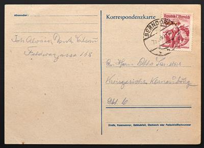 Poststück - Österr. Trachten II 45 g Korrespondenzkarte Spezialsammlung von 21 Belegen a. Bl., - Briefmarken