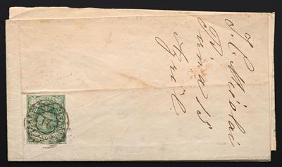 Poststück - Sachsen Nr. 2 II vollrandig auf gr. Briefteil mit Nummernstempel "21", - Stamps