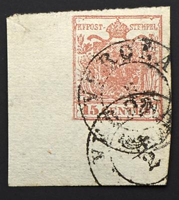 .Briefstück - Lombardei-Venetien Nr. 3 H I/Platte 2, - Francobolli