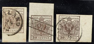 .Briefstück - Lombardei-Venetien Nr. 4 H - sieben Stück, - Stamps