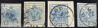 .Briefstück - Lombardei-Venetien Nr. 5 H I dunkelblau, - Známky