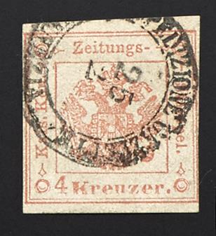 .Briefstück - Lombardei-Venetien Zeitungsstempelmarken Nr. 3 (4 Kreuzer rot, - Stamps