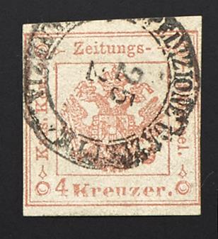 .Briefstück - Lombardei-Venetien Zeitungsstempelmarken Nr. 3 (4 Kreuzer rot, - Francobolli