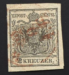 .Briefstück - Österr. Nr. 2 H I a, voll- bis breitrandig, mit rotem - Briefmarken