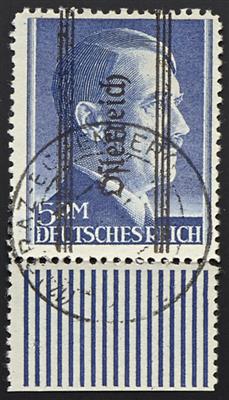 .Briefstück - Österr. Nr. 696 II (1945 Grazer 5 RM mit magerem Aufdruck) Unterrandstück mit Stempel GRAZ-EGGENBERG, - Známky