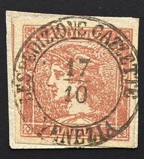 (Briefstück) - Österreich Friedl'sche Fälschung der Nr. 9 (Zinnoberroter Merkur) auf Papierstück, - Briefmarken