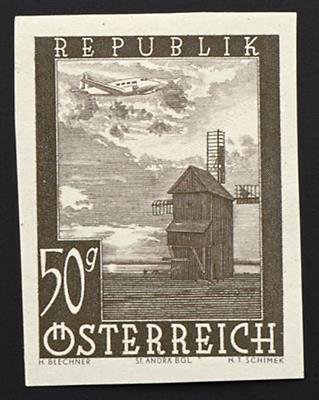** - Österr. Flugp. Nr. 822 U (ANK Nr. 820 U) (Flugp. 50 Gr. schwarzbraun) ungez., - Briefmarken