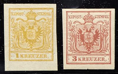 */(*) - Österr. Neudrucke 1866 der Österr. Nr. 1 (*) und der Nr. 3 *, - Briefmarken