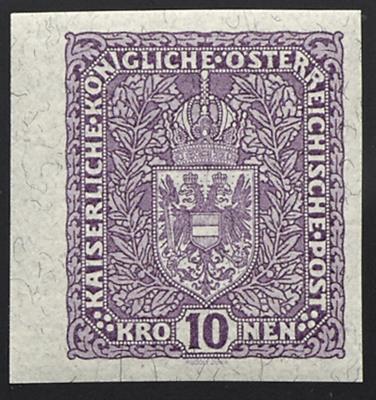 ** - Österr. Nr. 211 U (10 Kronen Faserpapier) ungezähntes Vorlage - Randstück, - Briefmarken